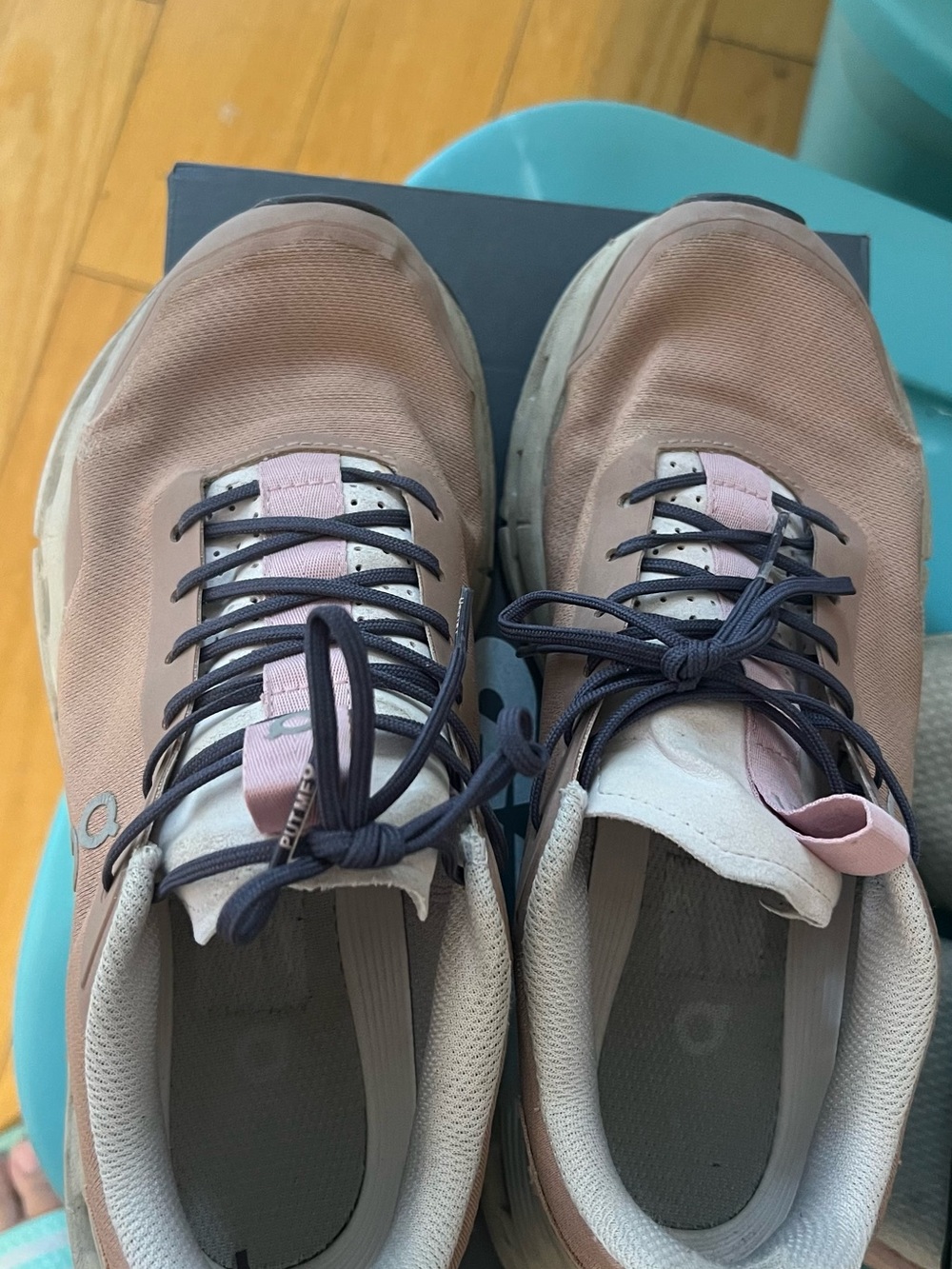Women's Breathable Pink Lace-Up Sneakers with Navy Accents